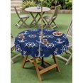 thumbnail image 5 of Outdoor Tablecloth with Umbrella Hole Zipper Navy Blue Anchor Nautical Round Tablecloth 54" Waterproof Outside Table Cloth Coastal Summer Ocean Sea Patio Table Cover Tablecloths for Picnic Party, 5 of 8