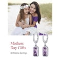 thumbnail image 5 of FOCALOOK Birthstone Dangle Hoop Earrings for Women Sterling Silver Square Cubic Zirconia June Purple Alexandrite Leverback Huggie Drop Earrings Birthday Mothers Day Jewelry Gift, 5 of 10