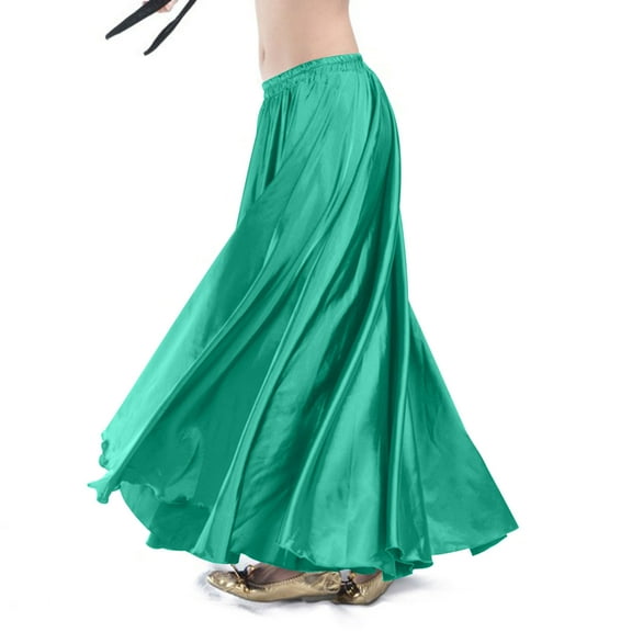 HongQid Women's Satin Full Circle Swing Belly Dance Tribal Skirt