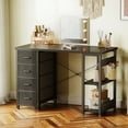 thumbnail image 4 of Casacomoda Computer Desk with Drawers & Storage Shelves, 40 Inch Corner Desk for Home Office Bedroom, Small Teen PC Desks with Fabric Drawer, Black, 4 of 9