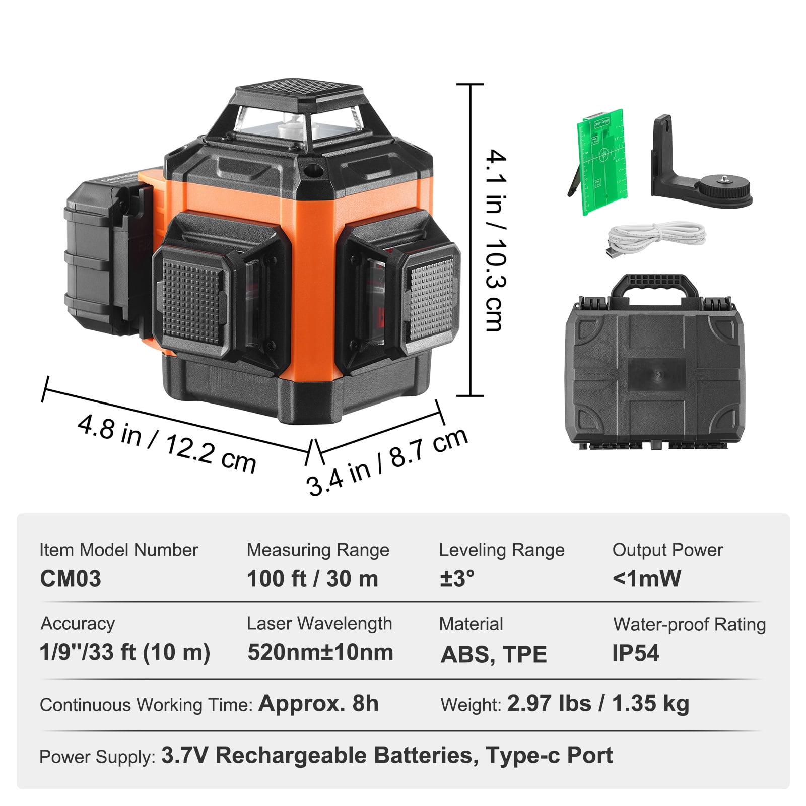 VEVOR Laser Level 100ft Green Cross Line Self Leveling High Accuracy Measuring
