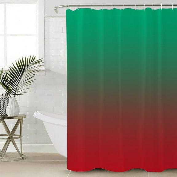 Green Red Ombre Waterproof Fabric Shower Curtain, Modern Abstract Art Aesthetics Shower Curtain for Bathroom Curtains Bathtubs Hotel Washable Shower Curtains with 12 Hooks Long 72x78in