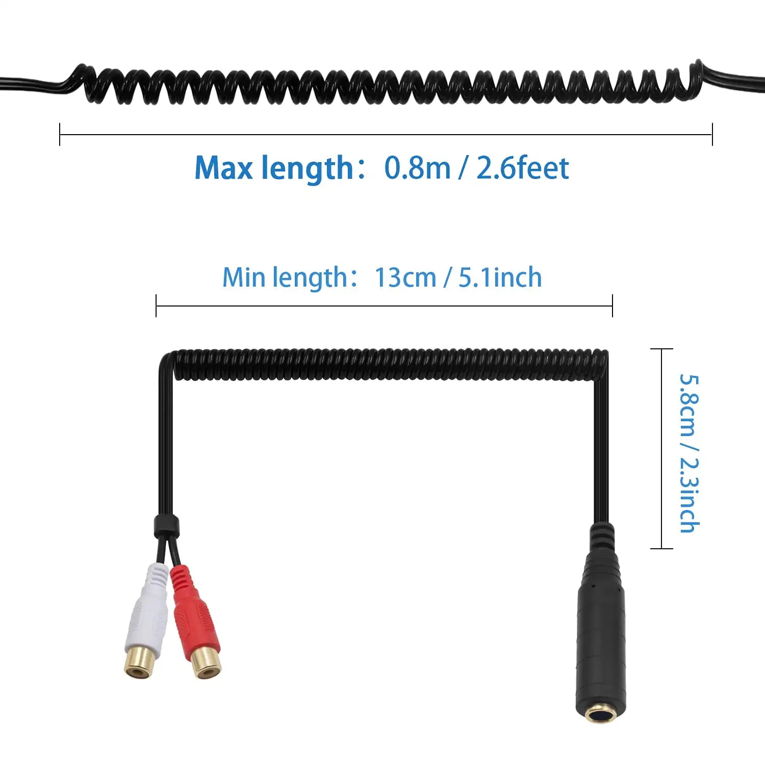 6,35 mm – Câble répartiteur en y à 2 RCA, 6,35 mm plaqué or  (1/4 po) TRS femelle à 2 mm (double) RCA audio stéréo mâle