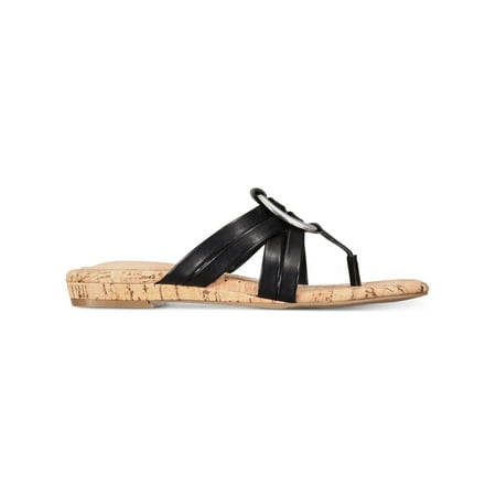 

ALFANI Womens Black Ring Hardware Step N Flex Technology Cushioned Strappy Carrle Square Toe Slip On Thong Sandals 10 M
