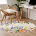 thumbnail image 4 of Pink Orange Flowers Round Area Rug 4Ft Washable Circle Rugs for Bedroom Dining Room, Spring Floral Farmhouse Botanical Rustic Non-Slip Carpet Floor Mats Indoor Outdoor Carpet Runner Home Decor, 4 of 8