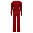 thumbnail image 6 of Women's Pyjama Sets 2 Piece Sexy Long Sleeve Lounge Set Casual V Neck Shirts Workout Sets for Gym Yoga Red XXL, 6 of 7