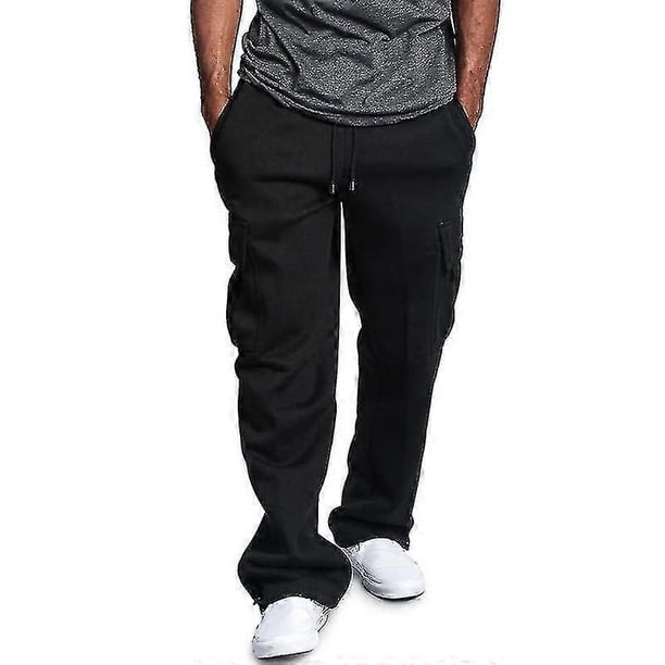 Men Fleece Jogger Pants Cargo Combat Tracksuit Bottoms Baggy Trousers Sweatpants