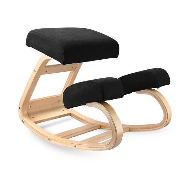 Rocking Wooden Kneeling Chair, Ergonomic Knee Stool Posture Chair with Soft Cushion for Home and Office