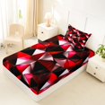 thumbnail image 5 of Castle Fairy Futuristic Cubes Triangle Facet Twin Sheets 3pcs,Minimalist Polygon Bedding,Scarlet Black Silver,1 Flat Sheet, 1 Fitted Sheet and 1 Pillowcase, 5 of 7