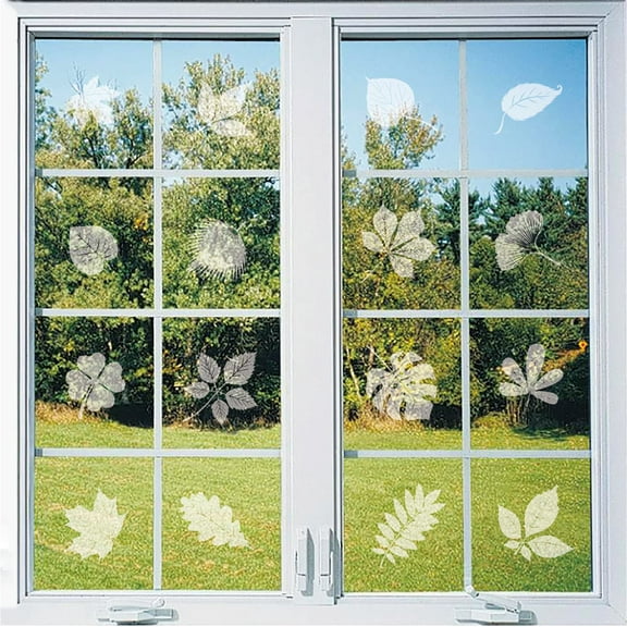 Bird Window Strike Prevention Window Decals to Prevent Bird Strikes, Anti Collision Window Stickers Decals Static Leaf - Clear