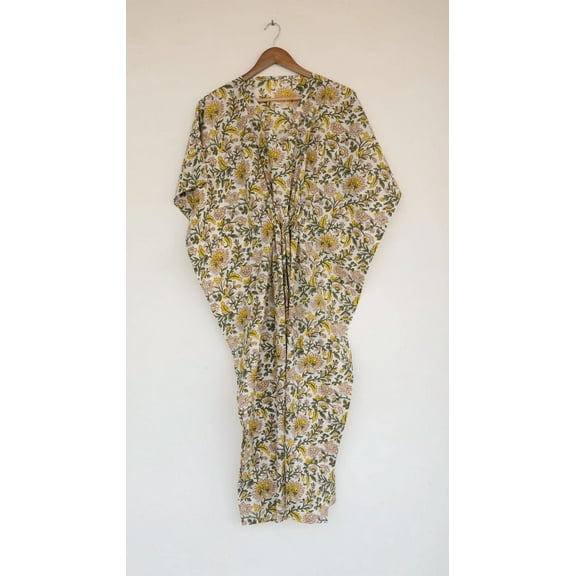 Cotton Kaftan, Indian Floral Kaftan, Long Caftan,Dress For to be Moms, Beach Cover up, Sleepwear, Indian Kaftan, Maxi Dress