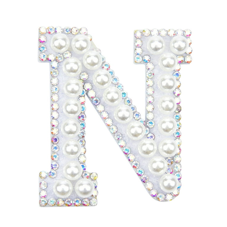 Cobble Glitter Rhinestone Pearl AZ On Decorative Iron Letters Supplies  Cobble Clothes Craft Sew Letter Applique Letters English For DIY Stickers  Running Stickers Small Screen Studio Preschool Stickers 