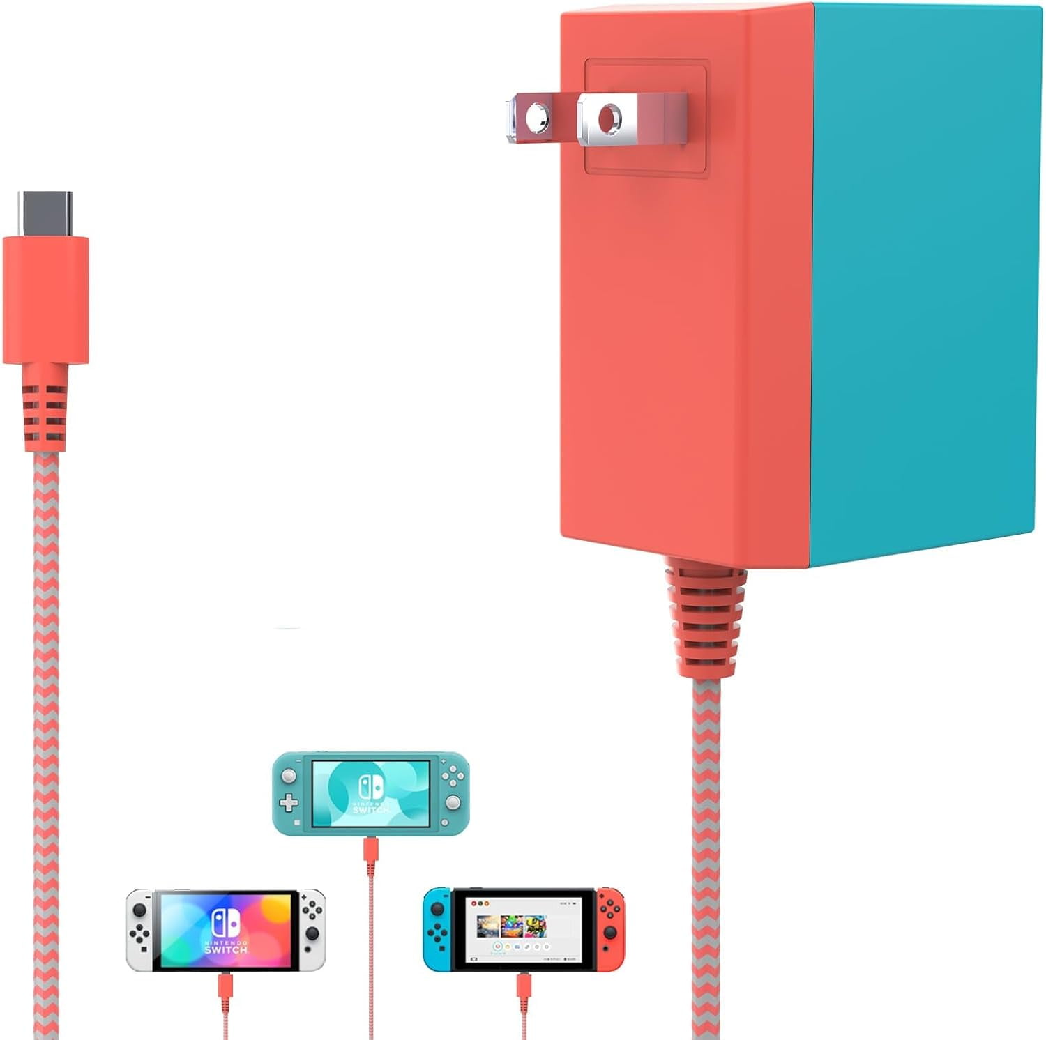 Nintendo Switch Charger 39W Switch Lite Charger for Nintendo, AC Adapter Power Supply Switch Lite/OLED USB C Fast Charger