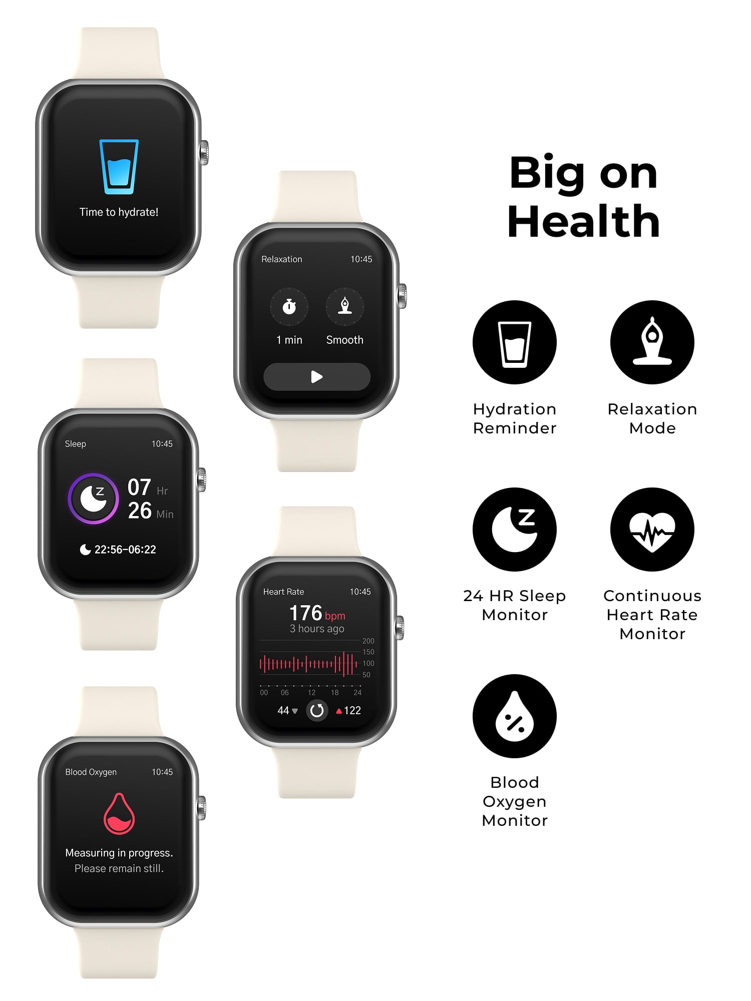 iTech Fusion 4 Unisex Adult Rectangular Smart Watch, Black, Sport Nylon Strap