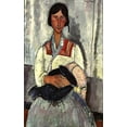 thumbnail image 2 of Modigliani, Amedeo 22x32 Gold Ornate Wood Framed with Double Matting Museum Art Print Titled - Gypsy Woman With Baby, 2 of 4