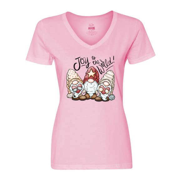 Inktastic Joy to the World Christmas Gnomes Women's V-Neck T-Shirt