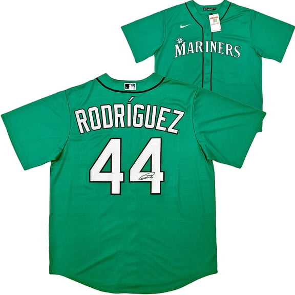 Seattle Mariners Julio Rodriguez Autographed Teal Nike Jersey Size L JSA 215866