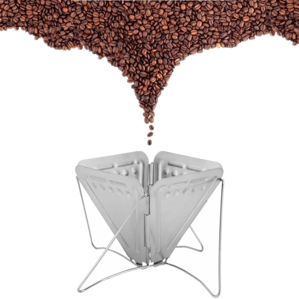 Portable Stainless Steel Coffee Drip, MUTOCAR Outdoor Camping Collapsible Coffee Dripper, Stores Flat/Folding Coffee Maker Cone Coffee Filter for Traveling Hiking Backpacking Picnic