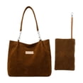 thumbnail image 2 of Tote Bag Set, Staron 2026 Large Capacity 2-Piece Tote Purse Wristlet Set, Polyester Shoulder Bag Work Commute Handbag Set Machine Washable, Brown, 2 of 6