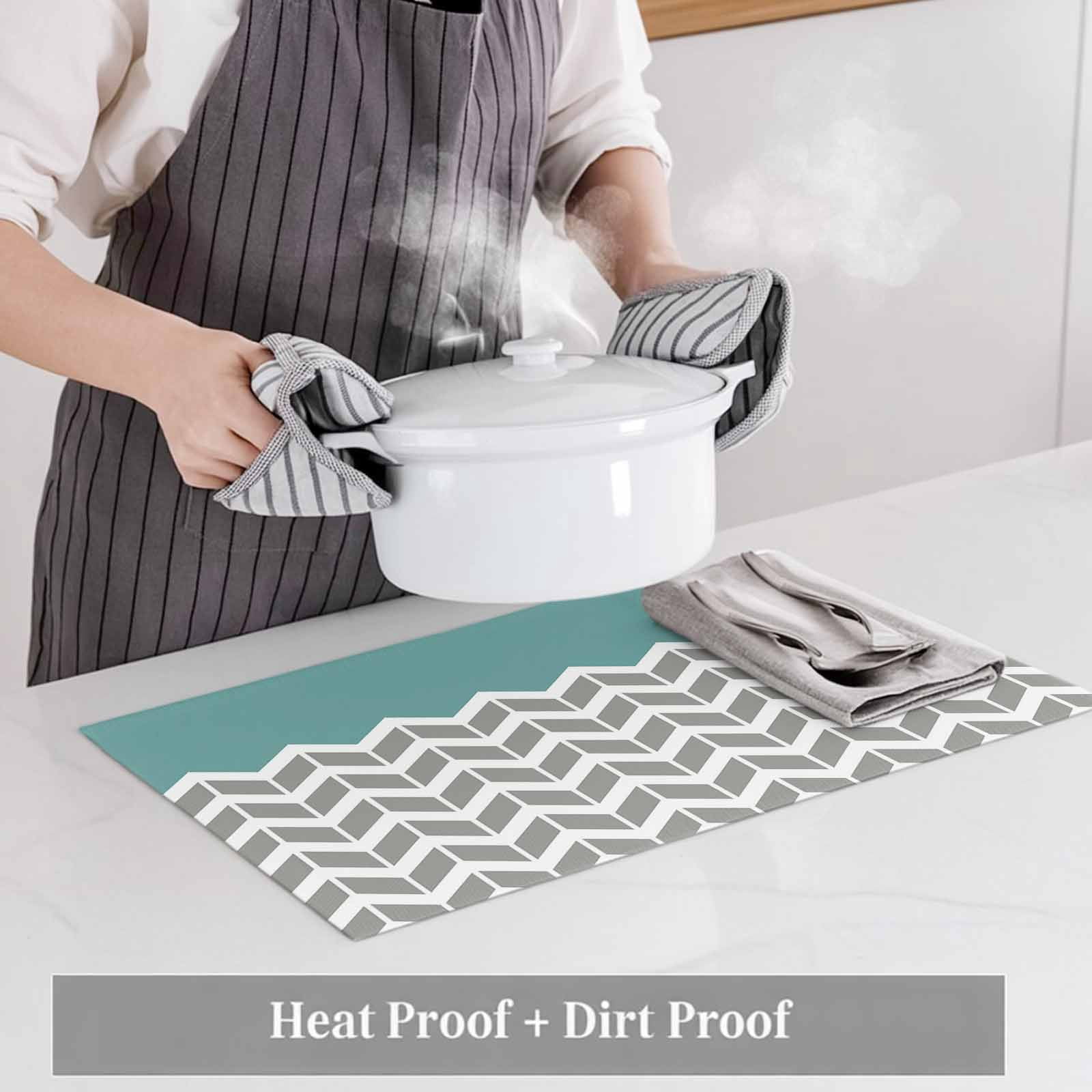 Placemat Set of 4 Herringbone Pattern Placemats for Dining Table Vintage Turquoise Grey Washable Table Mats for Kitchen and Party Decor Indoor & Outdoor Use
