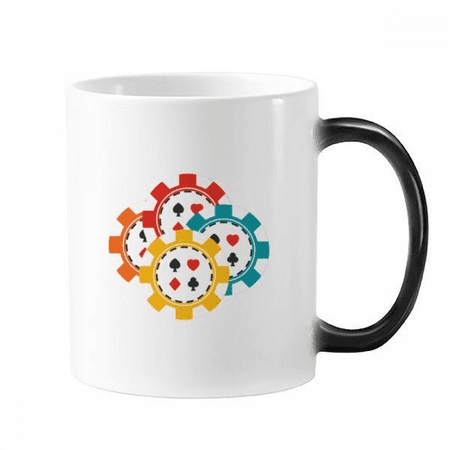 

Colorful Casino Chips Illustration Changing Color Mug Morphing Heat Sensitive Cup With Handles 350 ml