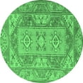 thumbnail image 1 of Ahgly Company Indoor Round Oriental Emerald Green Traditional Area Rugs, 4' Round, 1 of 4