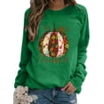 thumbnail image 1 of Innerwin L'action de Grâce Tops Citrouille Impression Femmes T-Shirt Parti Cou en Vrac Tee-Shirt Vert, 1 of 2