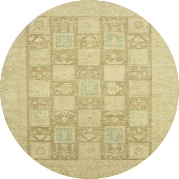 Ahgly Company Indoor Round Abstract Metallic Gold Abstract Area Rugs, 8' Round