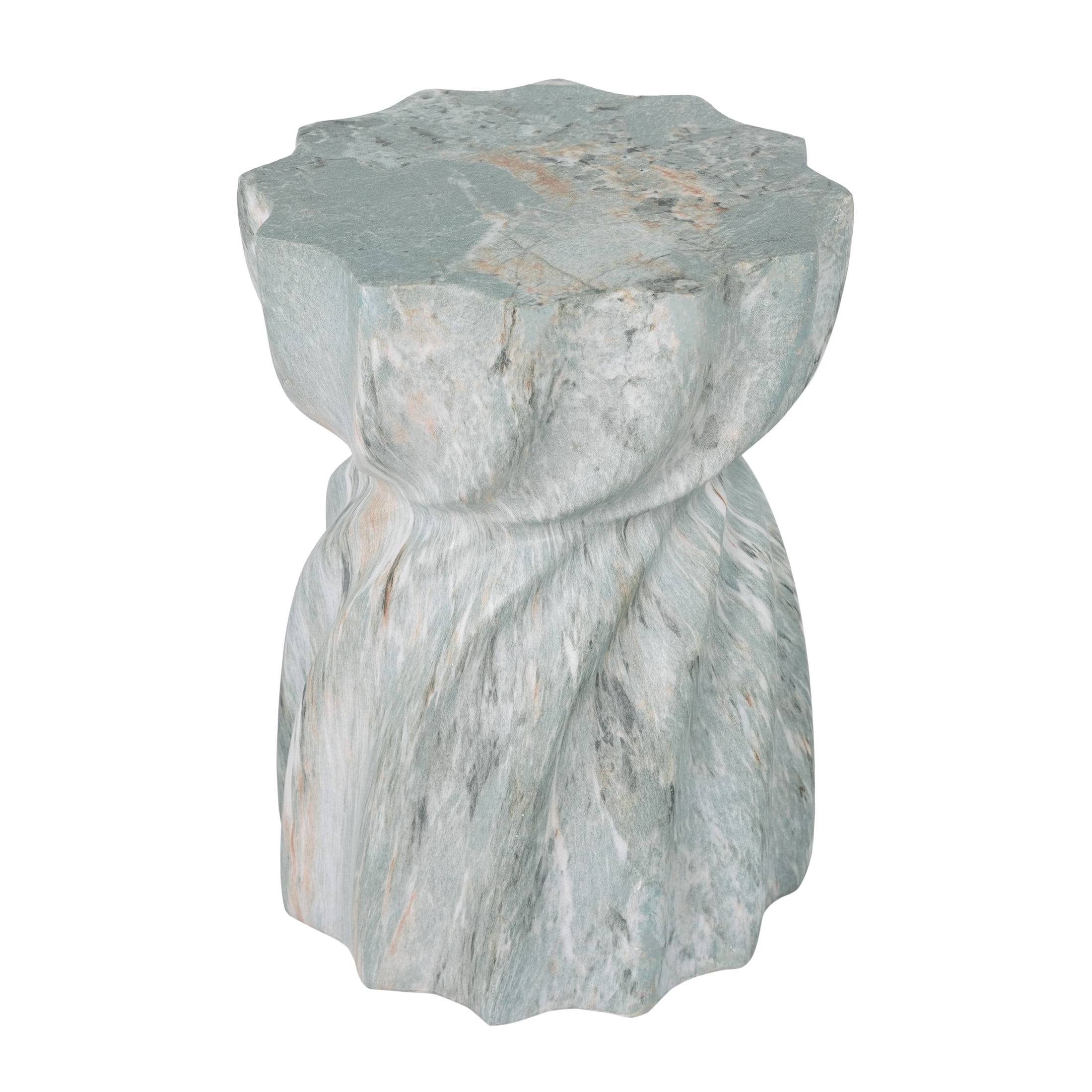 Christopher Knight Home 19" Indoor Outdoor Lightweight Concrete Hourglass Accent Side Table, Green Marble