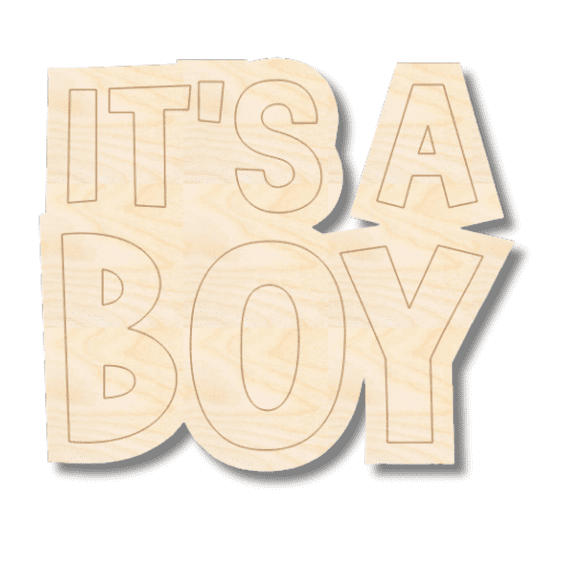 Unfinished Wood Etched It's A Boy Shape | Paint By Line Crafts 4" / 1/8"