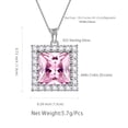 thumbnail image 6 of 6 Carat October Birthstone Necklace Tourmaline Pendant Princess Cut Pink Crystal 925 Sterling Silver Jewelry Women Mom Christmas Birthday Gift Juwaliy, 6 of 7
