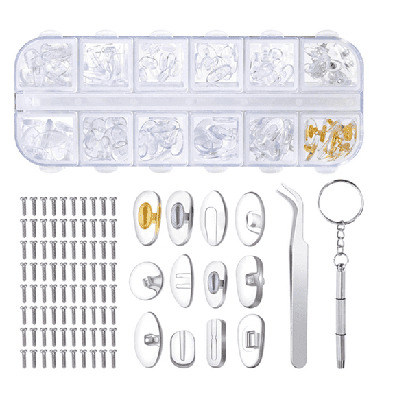 Eyeglass Nose Pads,Soft Jelly-Like & Air Chamber Silicone Pads,Screw-in Glasses Pad Replacement Kit