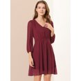 thumbnail image 3 of INSPIRE CHIC Women's Solid Cute V Neck Half Sleeve Flowy A-Line Chiffon Dress, 3 of 6