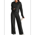 thumbnail image 3 of Womens Lounge Sets 2 Piece Matching Pajamas Fall Fashion Ribbed Knit Outfits Long Sleeve Casual Sweatsuits Black S, 3 of 9