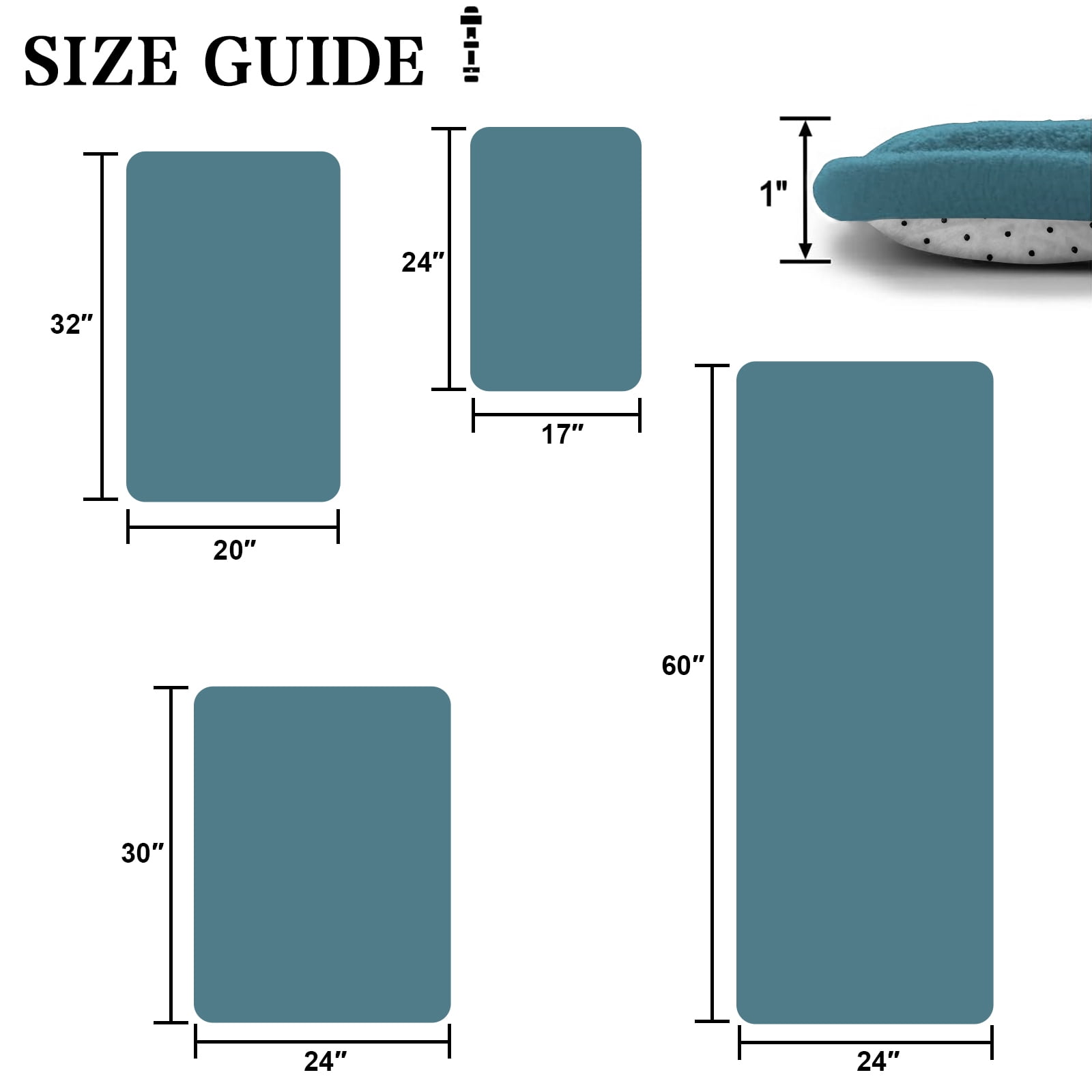 XIECUVA 1 Inch Memory Foam Bathroom Rugs, Machine Washable Non-Slip Bath Rugs, Super Absorbent Velvet (24"×60", Olive green)