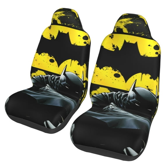 Batman Car Seat Covers Set 2Pcs, Front Seat Covers for Car Truck Sedan SUV Auto, Universal Fit Vehicle Enterior Bucket Seat Protector Car Accessories