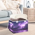 thumbnail image 5 of Foldable Fabric Storage Bin With Handle Collapsible Basket Box Storage With Lid Organizer Purple Storm with Lightning, 5 of 7