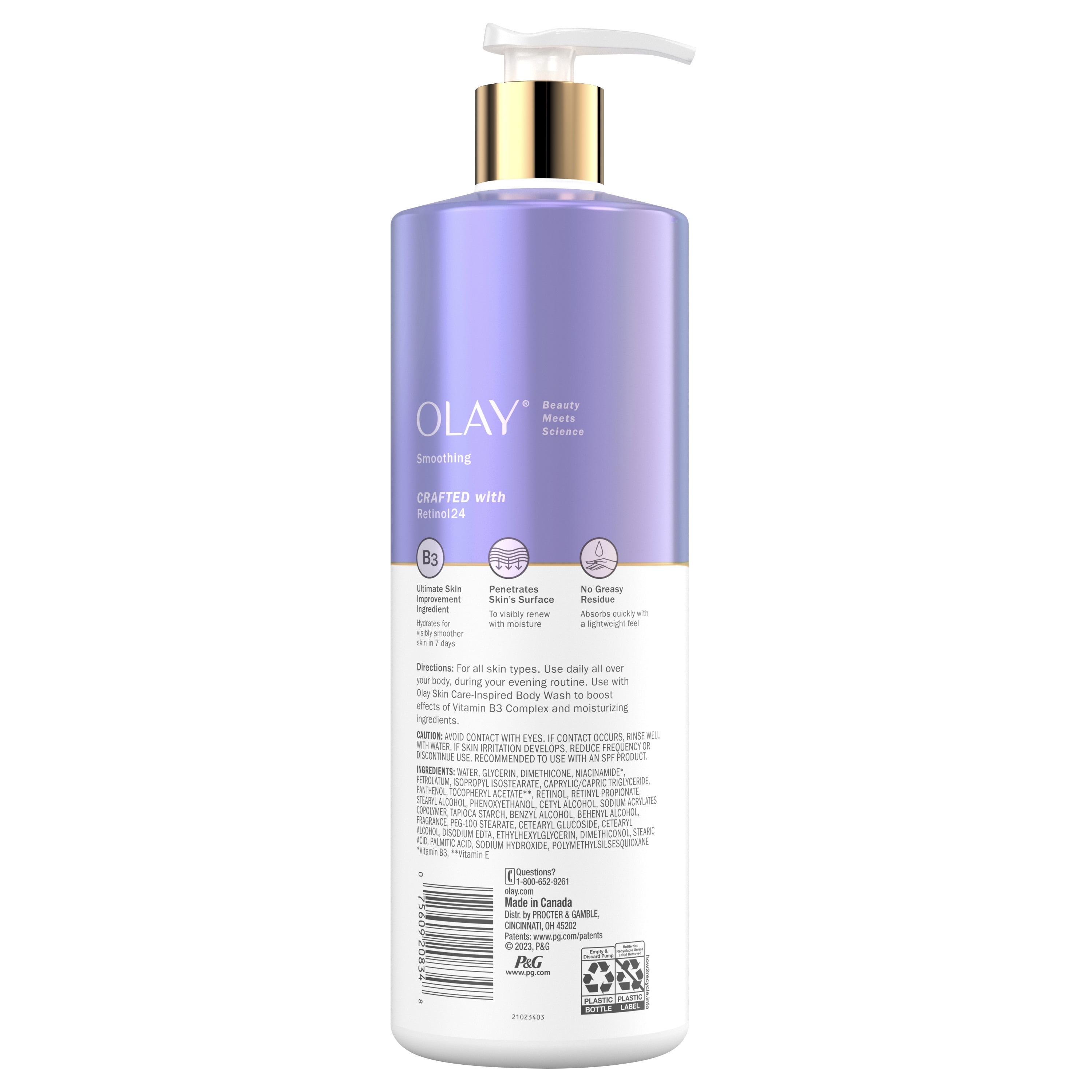 Olay Smoothing Hand Body Lotion with Retinol Vitamin B3 Complex for All Skin Types 17 fl oz