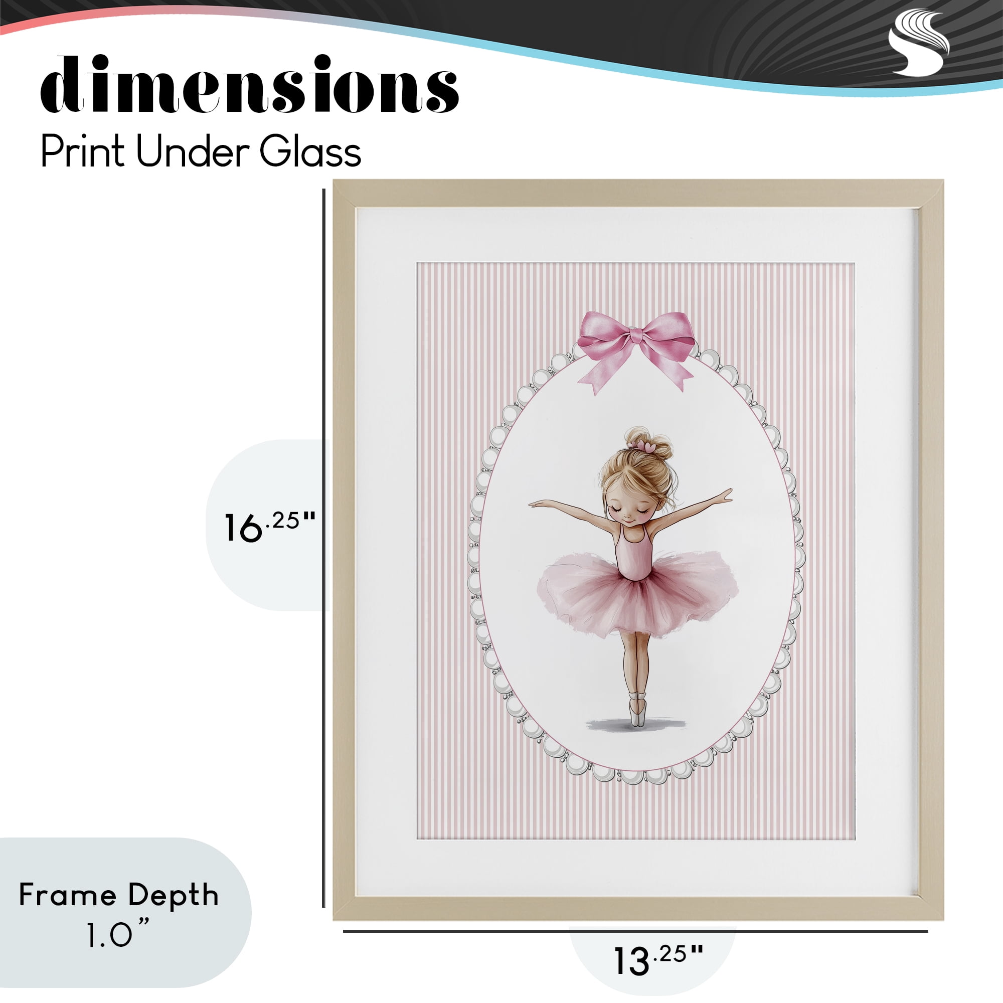 Stupell Industries Dancing Pink Ballerina Birch Framed Print Under Glass, design by Christine Simpson Art