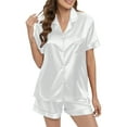 thumbnail image 1 of MKLEKYY conjunto de Pijama Informal de Satén de Seda para Mujer, Top de Manga Corta con Botones y Pantalones Cortos, Ropa de Dormir, 1 of 4