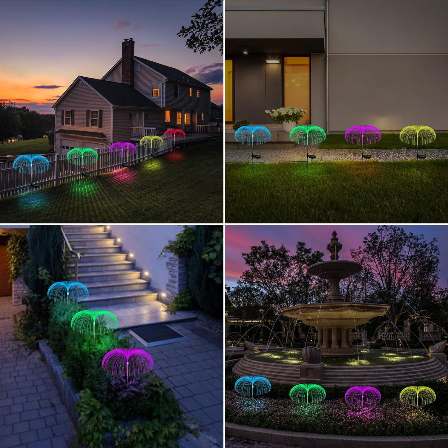Solar Garden Lights Outdoor Decorations Waterproof, Jellyfish Solar Lights 7 Color Changing Decorative, Solar Stake Light for Garden/Lawn/Patio/Yard/Walkway/ Wedding Decor, 2 PCS