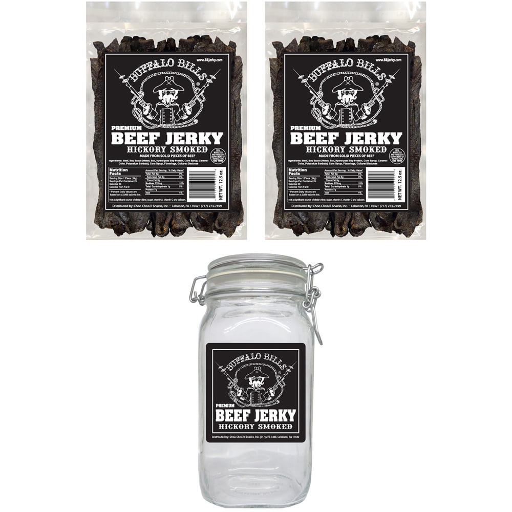 Buffalo Bills Hickory Smoked Beef Jerky 2 Bag Starter Kit (2 bags and 1 jar)