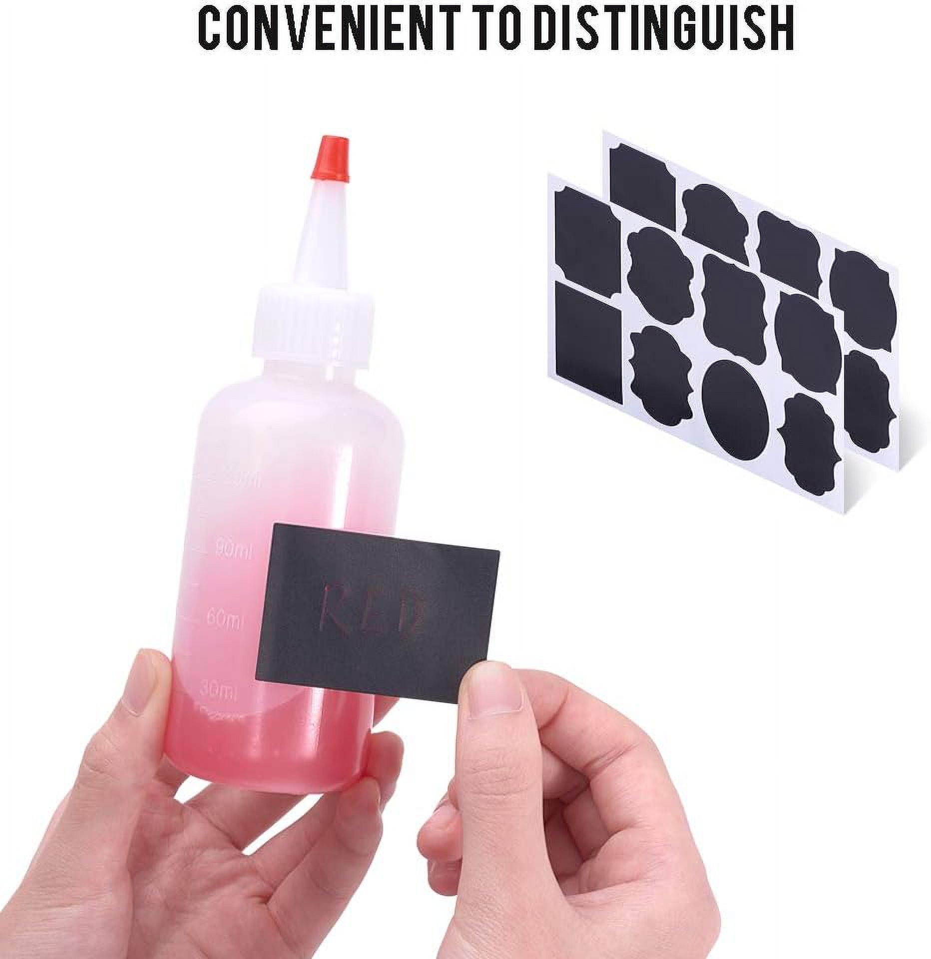 16 Packs 4oz Plastic Squeeze Bottle Red Tip Cap Bottle with Measurement and Extra 16 Chalk Labels 6 Funnels 6 Droppers 6 Red Tip 2 Red Caps 1 Brush