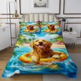 thumbnail image 1 of Erosebridal Animal Dog Coverlet Set King,Swimming Rings Bedding Set,Summer Holiday Decor,Breathable,3 Pieces, 1 of 5
