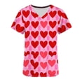 thumbnail image 4 of Valentines Day Scrub Tops Women, Heart Blouses for Women, Short Sleeve V Neck Shirts Women's Valentine's Day Printed Blouse with Pockets Nurse Tops Short Sleeved V-Neck Tops Shirt, 4 of 5