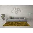 thumbnail image 3 of Ahgly Company Machine Washable Indoor Round Abstract Yellow Modern Area Rugs, 3' Round, 3 of 4