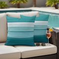 thumbnail image 2 of Outdoor Pillow Covers 24x24 Set of 2, Teal Green Ombre Stripes Waterproof Patio Throw Pillow Covers for Couch Sofa Chair, Modern Farmhouse Lines Art Decorative Pillowcases for Throw Pillows, 2 of 9