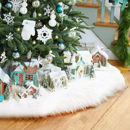 Christmas Tree Skirt White 30/36/48 Inches Luxury Plush Faux Fur Xmas Tree Skirt Rustic Christmas Tree Ornaments For Christmas Decorations Home Party Decor | Walmart Canada