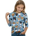 thumbnail image 4 of Abcomgle Girls Top 10-12 Crewneck Dog Graphic Toddler Girls T-Shirts Summer 3/4 Sleeve Girls Shirts Cute Cotton Tops, 4 of 5