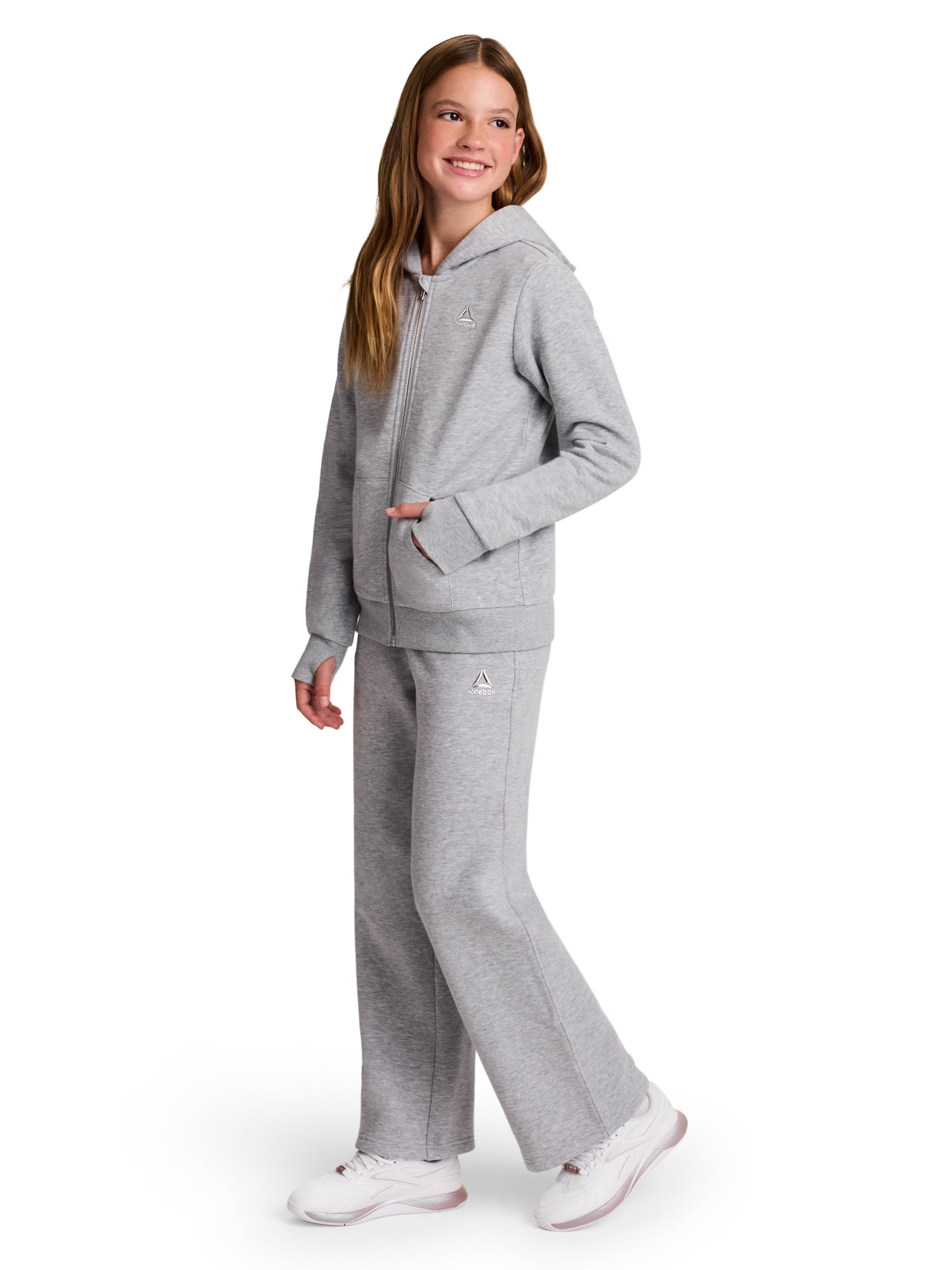 Reebok Girl’s Game Day Fleece Full Zip Hoodie, Sizes 4-18